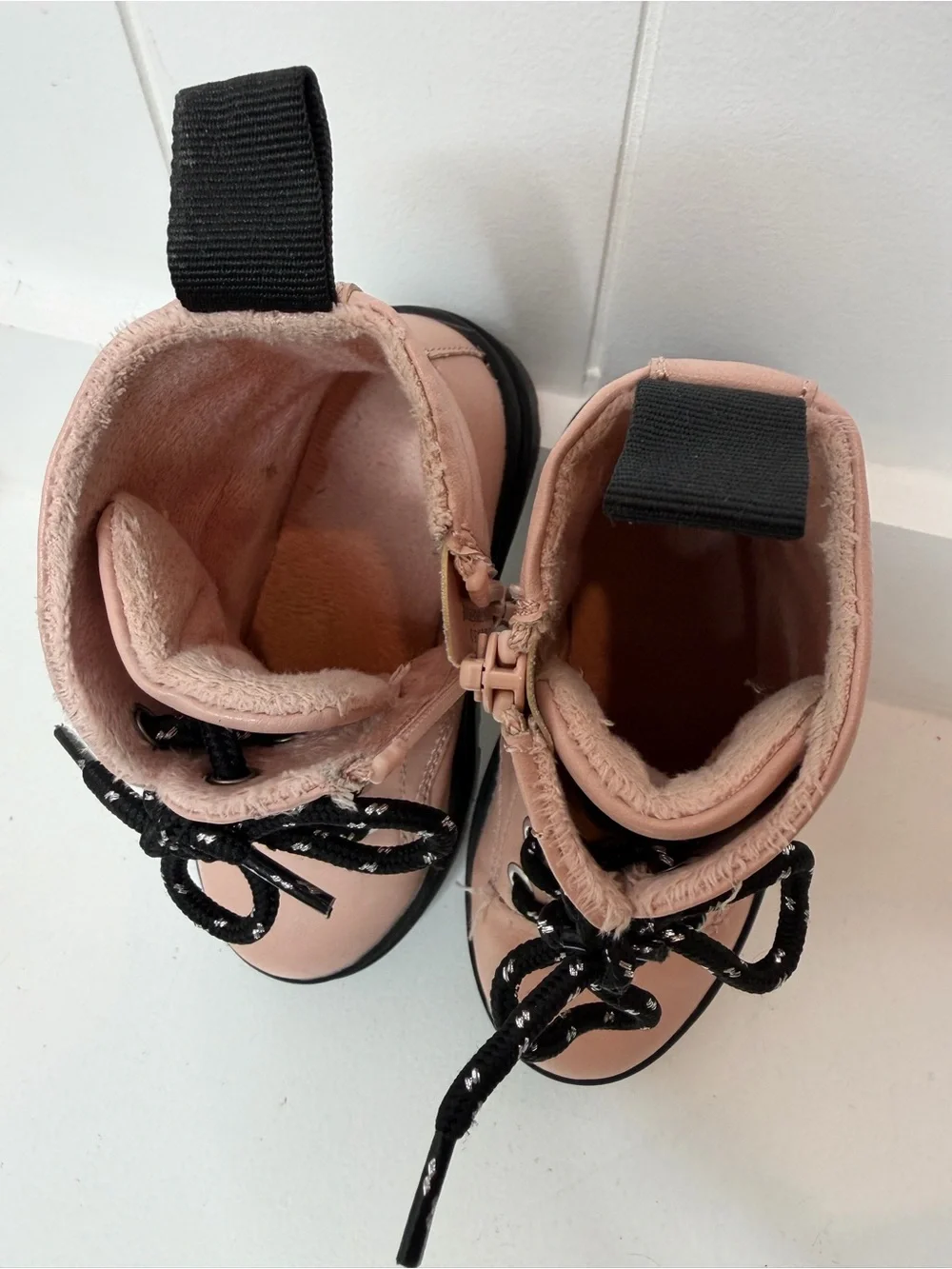 H&M Pink Combat Boots with Black Soles and Laces